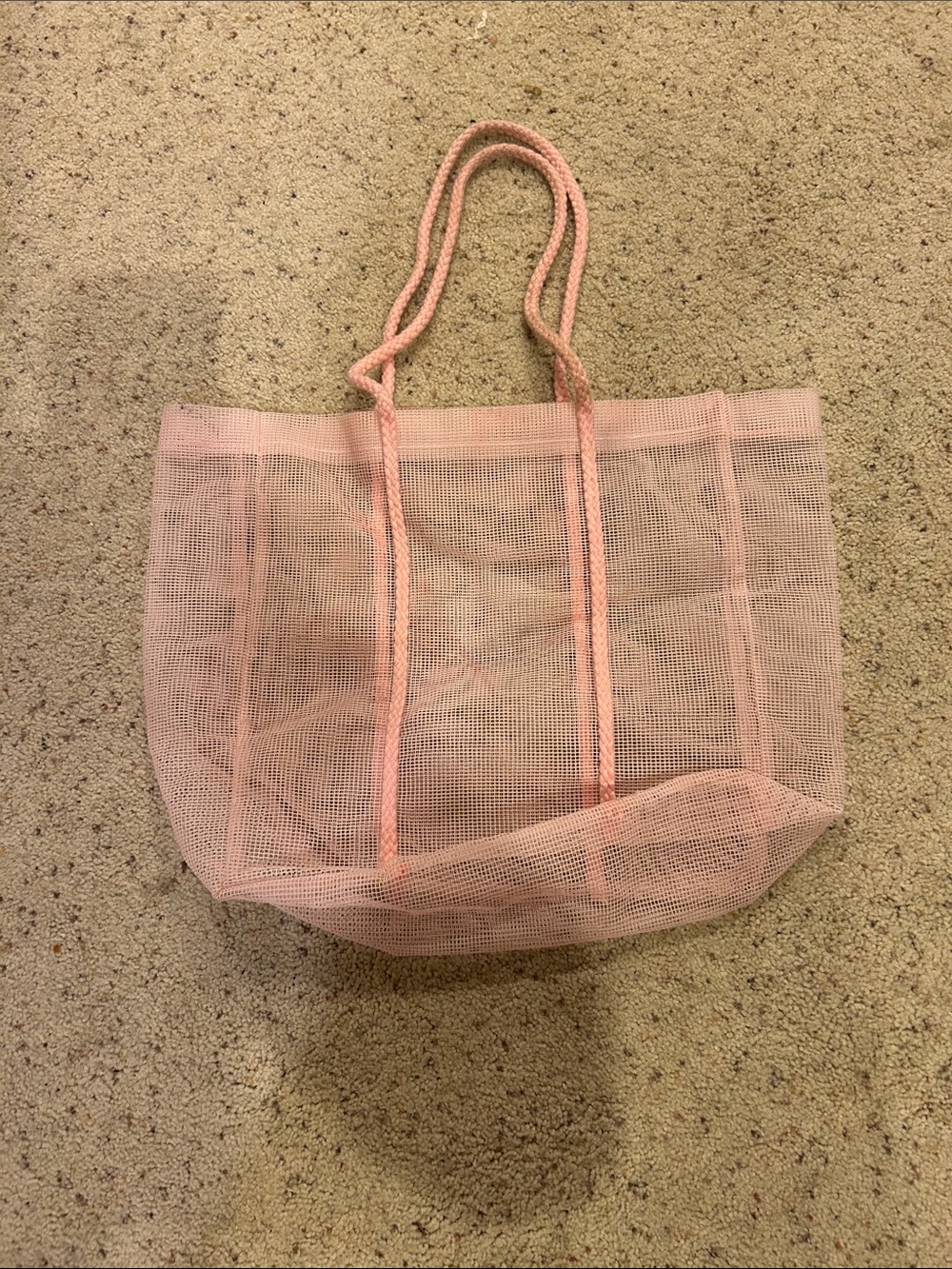 Light Pink Mesh Tote with Rope Handles